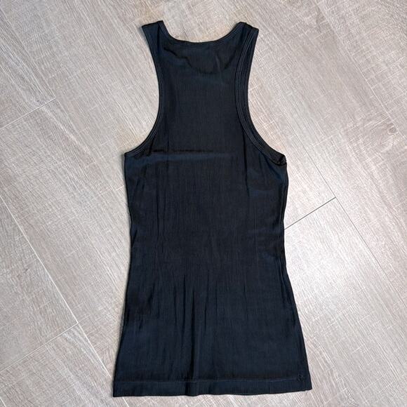 GOLDSIGN Women’s Black Ribbed Sleeveless Racerback Tank Top - Picture 8 of 9